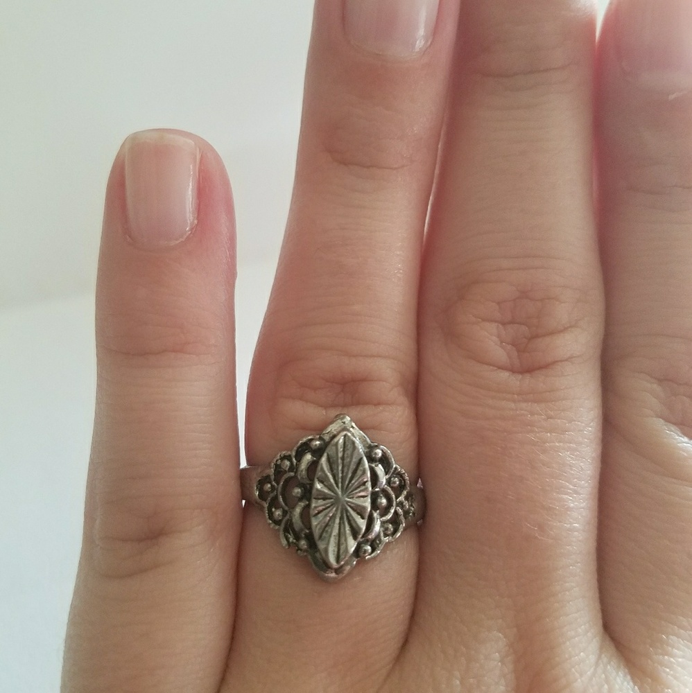 Vintage silver marquee shaped ring